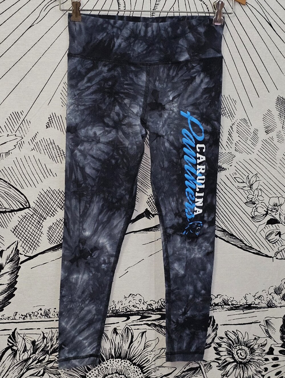 NFL Tram Apparel Small Carolina Panthers Black Tie-Dye Leggings